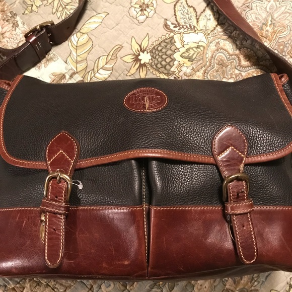 Leather ROOTS Venetian Village Crossbody Bag Purse Medium Brown | eBay